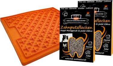 Набір для догляду за зубами собак QCHEFS: зубні нитки та килимок Lickimat Buddy для профілактики зубного каменю та запалення ясен