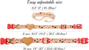 Нашийник для собак Pettsie з серцем та браслетом дружби, регульовані розміри S та M, зручний дизайнерський льон, міцний та довговічний, чудовий подарунок для любителів собак (35,6 - 50,8 см (M), Червоний)