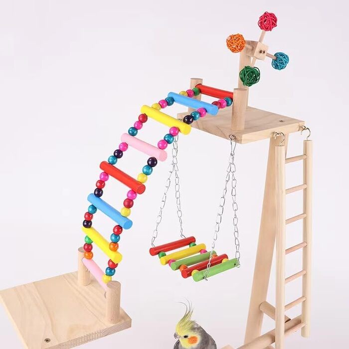 Ігровий майданчик для папуг xixibuy 48×33×54,5 см – іграшки, гойдалка, аксесуари для хвилястих папуг, корел та кліток