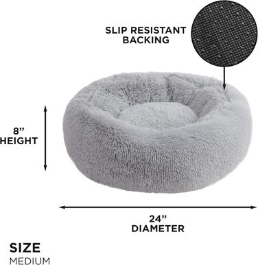 Кругле лежанка для собак та котів Juicy Couture Devon, штучне хутро, велика, Taupe (сіра), 61x61x20 см
