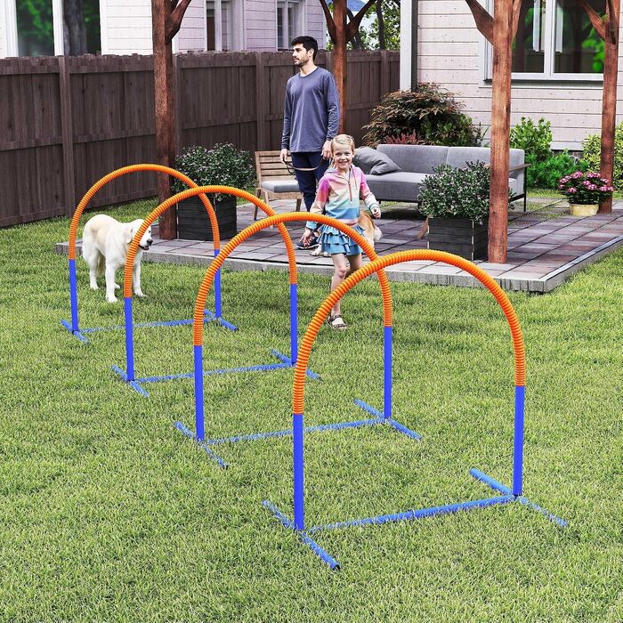 Набір для дресирування собак PawHut Agility (4 предмети), синій та помаранчевий, 88x64x95 см