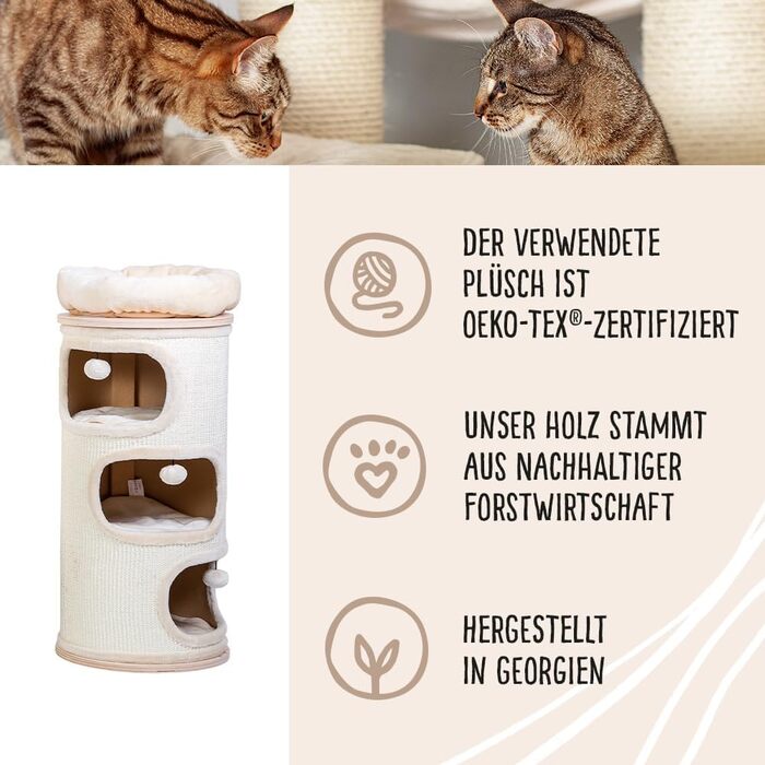 Кігтеточка-стійка Primrose Natural Paradise | З міцним сизалевим килимком | Кремовий | H 110 x Ø 49 см (XXL)