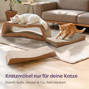 Кігтеточка для котів 3 в 1 XXL, 75 см – Міцна картонна поверхня для догляду за кігтями – До 2 років використання – Економія місця – Захист диванів та меблів (Mountain) (Коричнева)