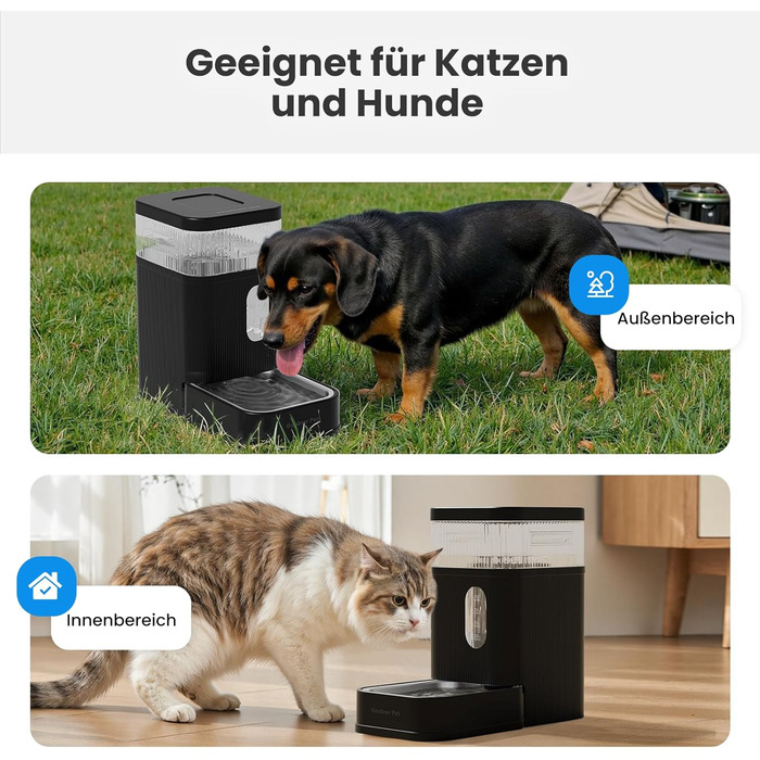 Автоматичний диспенсер води для собак та котів Gardner, годівниця з нержавіючої сталі, велика ємність (8.5л, чорний)