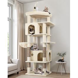 Комплекс для котів Globlazer Kratzbaum Beige 188 см з 2 будиночками, платформами та іграшками