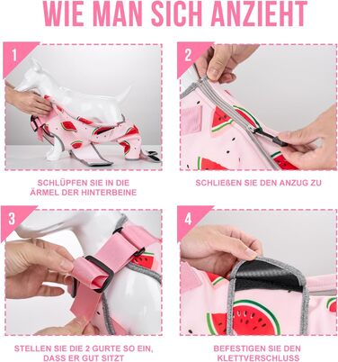 Комбінезон для собак після операції, дихаючий, для захисту задніх лап, рожевий. Підходить для собак маленьких, середніх та великих порід, для кобелів та сук. Розміри: XS (довжина спини 27-32 см, довжина лап 15 см), S (довжина спини 33-38 см, довжина лап 1