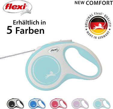 Висувний повідець Flexi для собак, м'яка ручка, 3/5/8 м, до 20 кг, блакитний