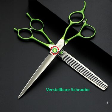 Ножиці для грумінгу собак, вигнуті - 7.0' з японської нержавіючої сталі. Ідеальні для догляду за шерстю собак та котів. Зелені ножиці для грумінгу.