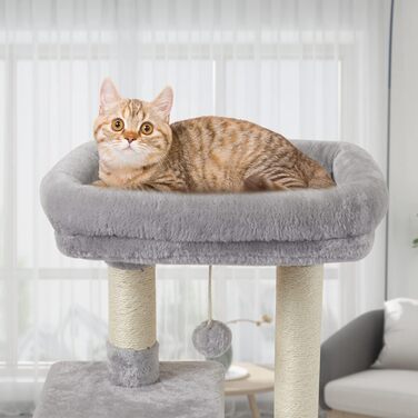 Котячий ігровий комплекс FISH&NAP сірий, будиночок, когтеточка з сизалю, стрибкова платформа, меблі для котів, для дому
