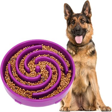 Інтерактивний годівниця для собак, повільне годування, анти-заковтування, безпечний та міцний напівець, екологічний (фіолетовий H)
