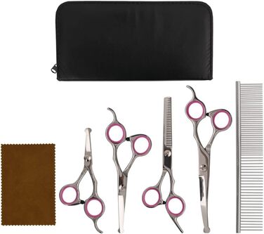 Набір професійних ножиць для грумінгу собак та котів 5 в 1, з регулюванням натягу, вигнуті ножиці для стрижки шерсті, набір для догляду за шерстю собак та котів, нержавіюча сталь