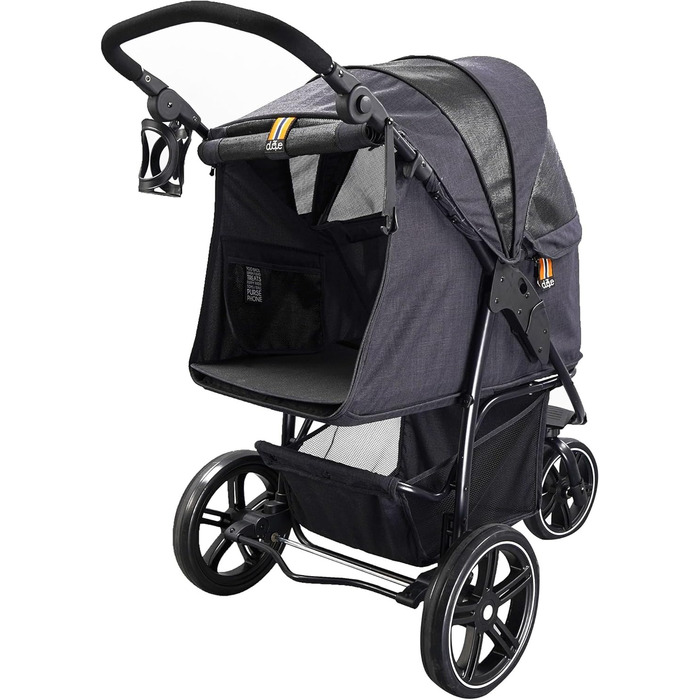 COOPER Складаний візок для собак до 32 кг | Регульована висота, кошик для покупок, Soft Touch ручки, світловідбиваючі елементи | Ідеальний для транспортування домашніх тварин (Чорний)