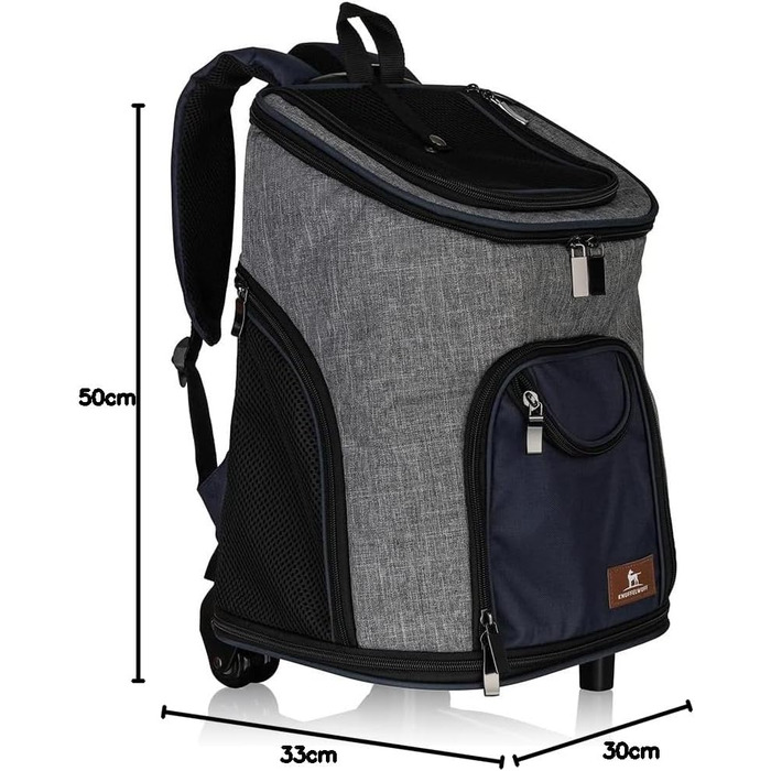 Рюкзак для собак Knuffelwuff з ручкою-телескопом та колесами 33x30x50 см