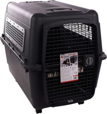 Клітка-переноска для собак Flamingo Lanta – темно-сіра, розмір L (56 × 80 × 59,5 см) | Безпечна, практична та комфортна переноска для вашого собаки