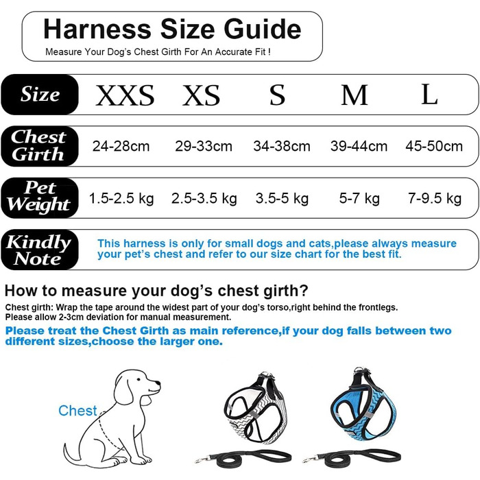 Нашийник для собак з повідком Anti-Pull, світловідбиваючий, для маленьких собак, кошенят, тварин (XS, Біла Хвиля)