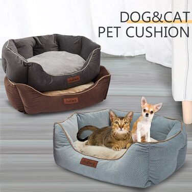 Кругле ліжко для котів та маленьких собак, зручне, з антиковзким покриттям Twill, коричневе, машинне прання