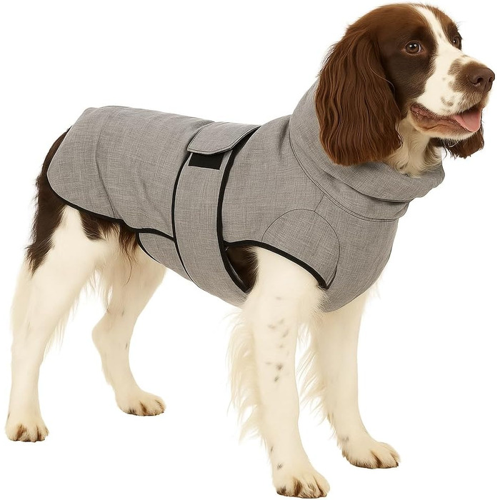 Зимовий одяг для собак Flamingo Iglu Grey – 50 см – теплий, модний, водовідштовхуючий, з ізотермічною підкладкою, з відбиваючими елементами, захист грудей та живота, отвір для повідка, сірий, L