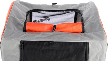 Причіп для велосипеда Flamingo Jolene сірий & оранжевий - 77,5x58x67см - з пластиковим ковшем, широкими колесами та 2 регульованими амортизаторами - 2 велосипедні з'єднувачі та система кріплення з блокуванням безпеки