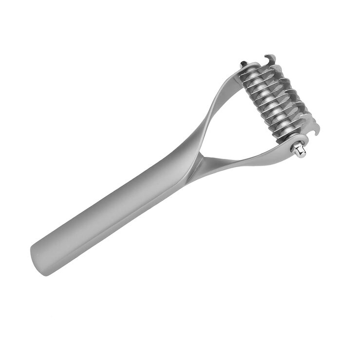 Щітка для собак та котів з довгим волоссям, 2-стороння, для видалення підшерстка, розплутування, з цинкової сплави, довговічна, для бережного догляду за шкірою, ефективна проти ковтунів та відмерлого волосся (S) Срібна