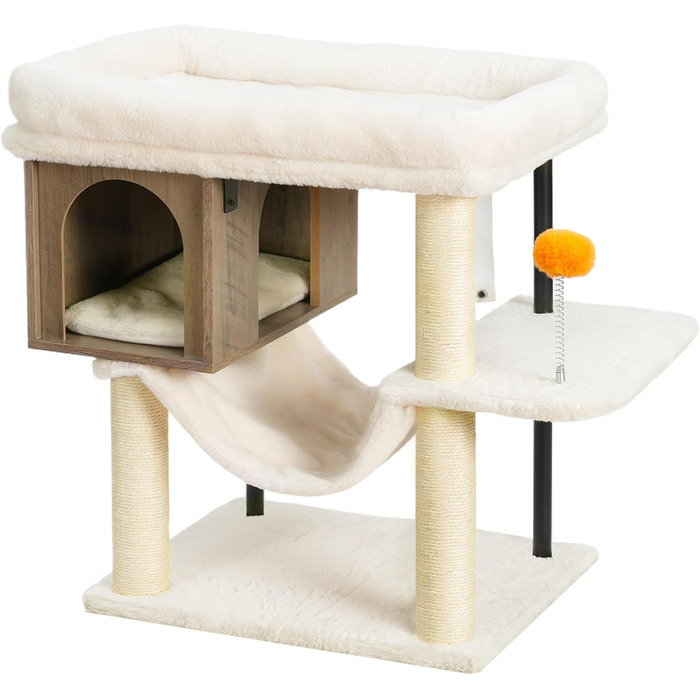 Котячий будиночок з дряпалкою Heybly HCT017WB (Rustic Gray) - велика платформа 54x40 см, висота 57.5 см