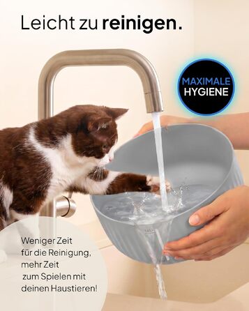 Фонтан-питилка для котів Pretty Paw з безшумним насосом, LED-підсвіткою та вугільним фільтром, 2.5 л, Graphite Silk