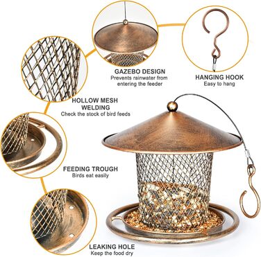 Годівниця для птахів у вигляді даху, захищена від білок, металева, 900 г, чорна/синя