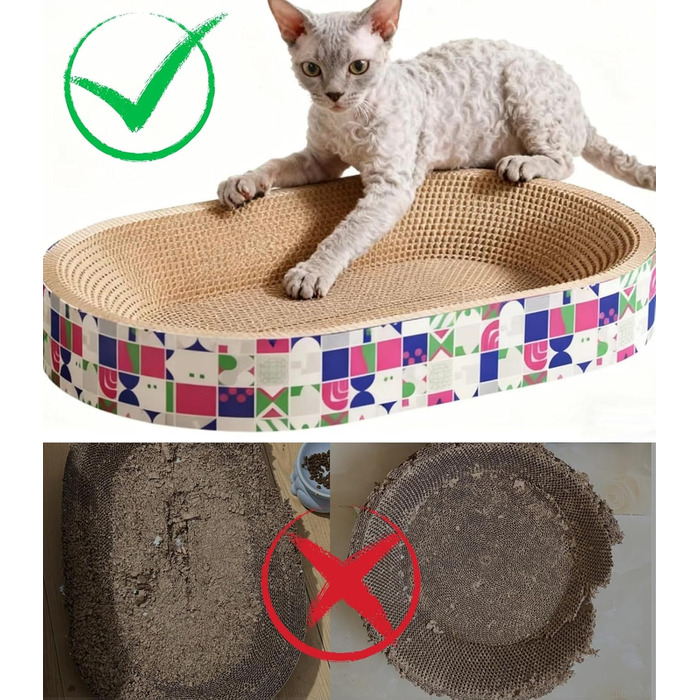 Кігтеточки для котів 2 шт. - овальні, 61 см, з лежаком, з картону, XXL (60x40x9 см)