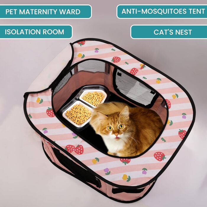 Зручний вольєр для тварин Belle Vous Pinker: для собак та котів, розкладний, дихаючий, знімний верх, для дому та вулиці