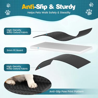 Східці для собак Auto, розкладні, до 80 кг, для великих та маленьких собак, водонепроникний PVC, 4 сходинки