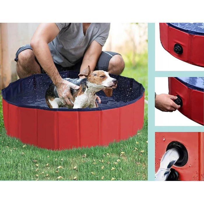 Складальний басейн для собак, червоний, 160 x 30 см, ПВХ