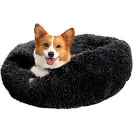 Килимок для кота та собаки 50x50 см, круглий, плюшевий, чорний