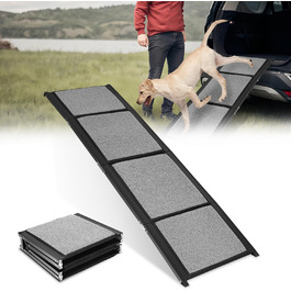 Східці для собак у машину, складані, 170x44 см, до 80 кг, алюміній, сірий