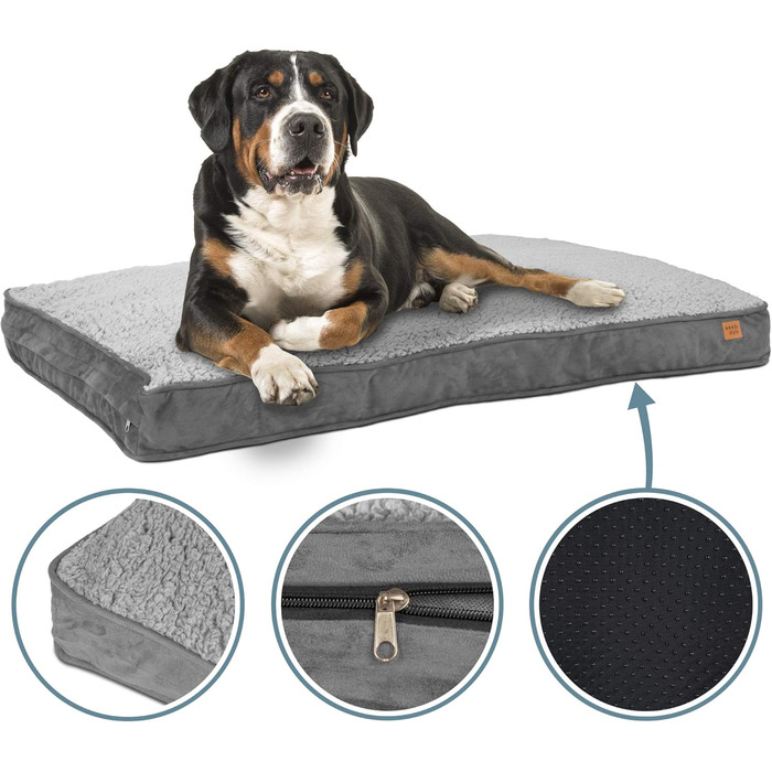 Килимок для собак IB Style Dreams, лежанка для собак, килимок для собак, лежанка середніх собак, собаче ліжко, знімний чохол, L (XL 120x78 см, сірий)