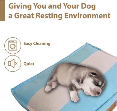 Гніздо для собак Ellie-Bo середнього розміру 71x48x10 см з смугастим покриттям чорного та коричневого кольорів, підходить для клітки 76,2 см (Blue with Grey Stripe, XXL - [L117 x W75 x H10cm])