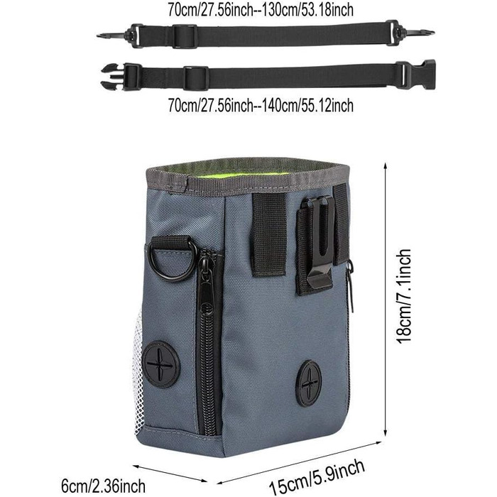 Сумка для ласощів для собак Hanwell з дозатором для прибирального інвентарю, водонепроникна, сіра