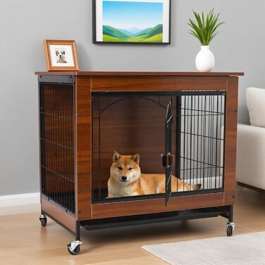 Будка для собак з дерева XXL, внутрішня, на коліщатках, для великих собак
