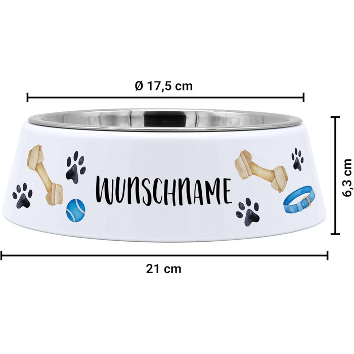 Миска для корму з іменем для собак PrintPlanet® - персоналізована миска для тварин з друком (Layout 4)