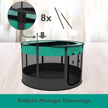 Вольєр для цуценят Meisterpet®: складаний, для собак, котів, кроликів - внутрішнє та зовнішнє використання. З сумкою та мискою в подарунок! (115 x 58 см)