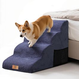 Сходинки для собак Eukue: 5 сходинок, складані, для малих та великих собак, з антиковзким покриттям, для ліжка, дивану (блакитні)