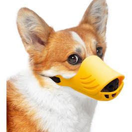 Нашийник-намордник для собак, м'який силіконовий, у вигляді гусені, жовтий, розмір S