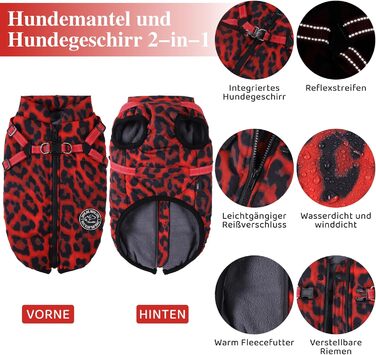 Теплий зимовий одяг для собак Avlot: червоний, розмір L, теплий флісовий одяг, водовідштовхуючий, для холодної погоди