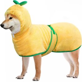 Жакардовий халат для собак Mosucoirl, XL, жовтий, з капюшоном, з мікрофібри, швидковисихаючий, для купання