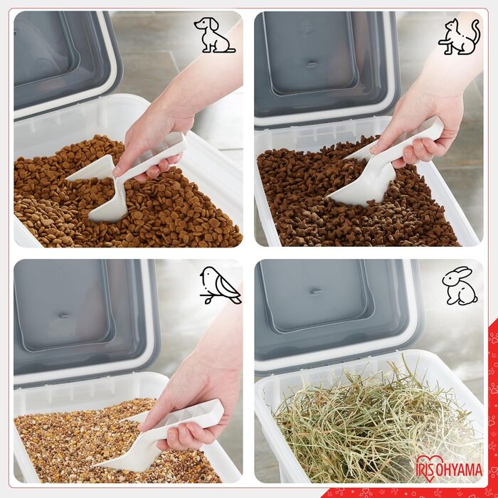 Контейнер для корму Iris Ohyama ATS-L 45л (15кг), сірий. Герметична фідербокс для собак, котів, сухого корму. З міркою, BPA-free