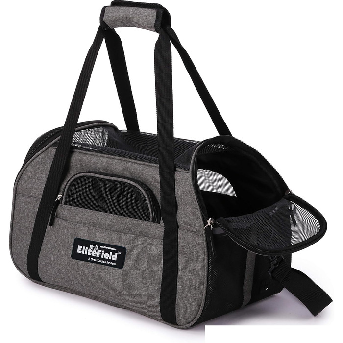 Транслювач для тварин EliteField, XL, для собак, котів, цуценят, схвалений авіакомпаніями, м'які бокові стінки, сірий