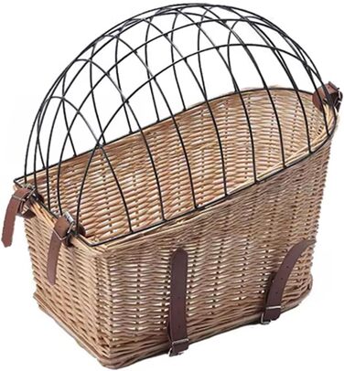 Фарбований кошик для тварин на велосипед – кошик з лози для котів та собак – велосипедна переноска з металевим захистом – кошик для заднього колеса
