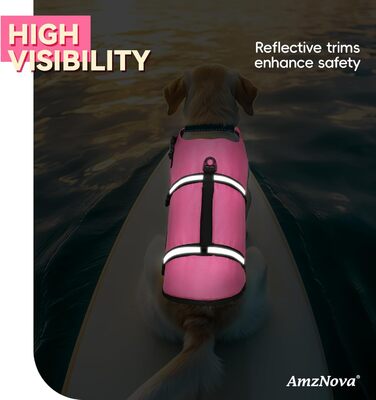 Жилет рятувальний для собак AMZNOVA Rip Stop, рожевий, XL (79-97 см)