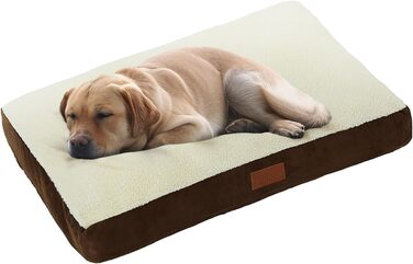 Ліжко для собак Ellie-Bo XXL 117x75x10 см, м'яке, пране, штучний велюр і овчина, наповнювач поліестер, для клітки 122 см, коричнево-біле