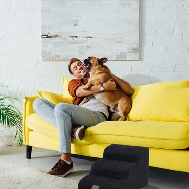 Східці для собак та котів Relaxdays, 3 сходинки, чорного кольору, розмір 33 x 41 x 54 см