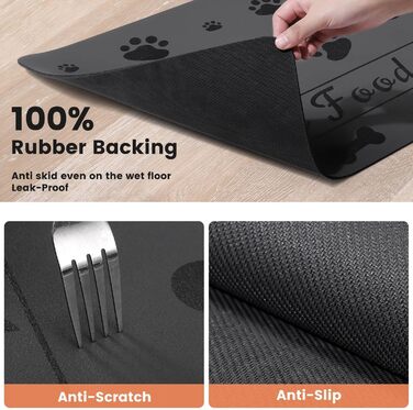 Килимок для годівлі котів та собак: супер вбираючий, неслизький, 30x50 см (Сірий)