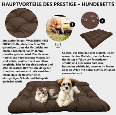 Килимок для собак King Dog: водовідштовхуючий, XL (120x80 см), 10 см, для великих та середніх собак, коричневий